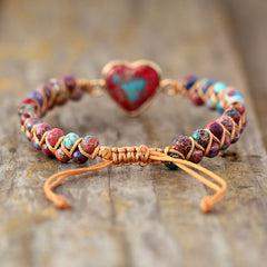 Natural Stone Heart Charm Bracelets