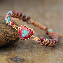 Natural Stone Heart Charm Bracelets